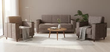 işlənmiş masa dəsti: Mebel: divan kreslolar - Rəng: tünd qəhvəyi (monoxrom, mat faktura) - — 1