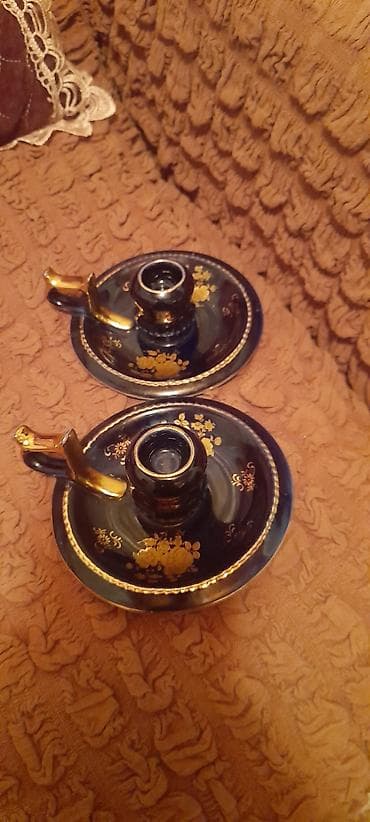 xina dekor: Məhsul: Şam qabı dəsti (2 ədəd) Təsvir: - Kobalt tünd mavi rəngli — 1