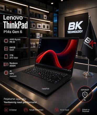 Lenovo: Yeni Lenovo ThinkPad, 14 ", AMD Ryzen 9, 1 TB, Ünvandan götürmə, Ödənişli çatdırılma — 1