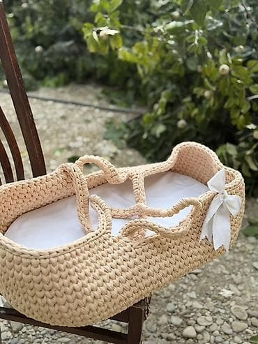 Əl istehsalı körpə daşıma səbəti (Moses basket) - Material: qalın