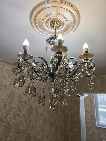 led isiqlar: Çılçıraq, 5 lampa, Xrustal — 1