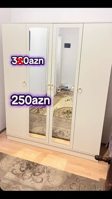 gence ev esyalari: Yeni, Açılan, 4 qapılı Düz dolab, Qarderob, paltar dolabı, Azərbaycan — 1