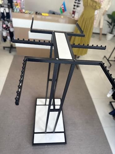 ucuz vitrin: Mağaza vitrinləri üçün metal geyim asqısı stendi - Material: qara toz — 3
