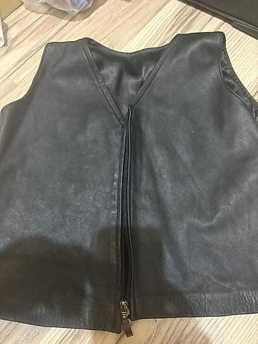 deri şalvar modelleri: Qara dəri jilet - Material: yumşaq dəri təbii 6-7 yaş - Rəng: klassik — 2