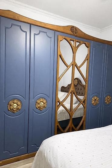 şifonerlər islenmis: İşlənmiş, 6 qapı, Güzgülü, Mavi, Taxta, Açılan, Düz dolab — 1