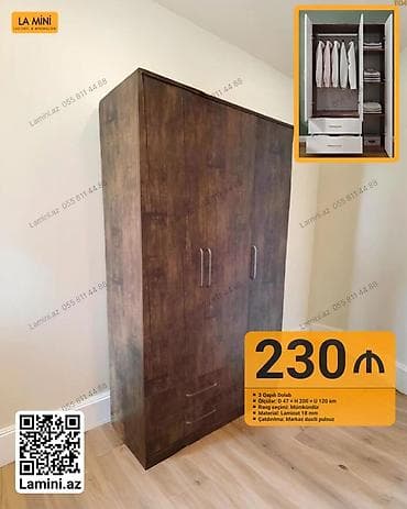 3 qapılı paltar dolabı - Ölçülər: dərinlik 47 sm, hündürlük 200 sm lalafo.az -da 3 qapılı paltar dolabı - Ölçülər: dərinlik 47 sm, hündürlük 200 sm