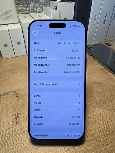 apple mac: IPhone 17 Pro, 256 GB, Göy, Simsiz şarj, Sənədlərlə — 3