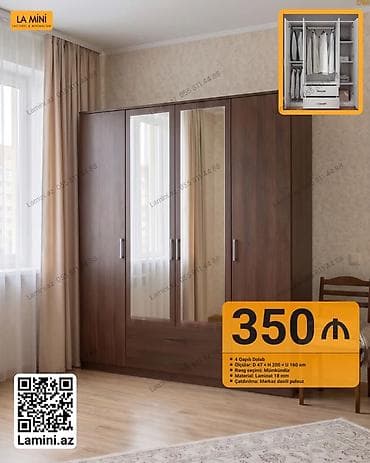 4 qapılı geyim dolabı - Ölçülər: dərinlik 47 sm × hündürlük 200 sm × at lalafo.az 4 qapılı geyim dolabı - Ölçülər: dərinlik 47 sm × hündürlük 200 sm ×