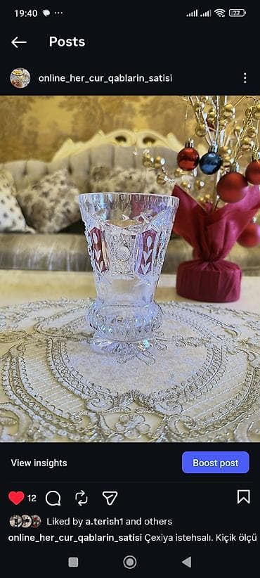 dibcek qablari: Qədəhlər, Xrustal, 1 əd — 1