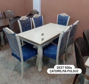 Masa və oturacaq dəstləri: Qonaq otağı üçün, Yeni, Dördbucaq masa, 4 stul — 2