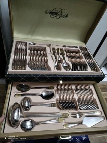 Qab-qacaq və mətbəx ləvazimatlarının alışı: Cengel-bicaq desti 72 setdi. Hərəsindəm 12 ədəddi Az islenib Qiymet 85 — 2