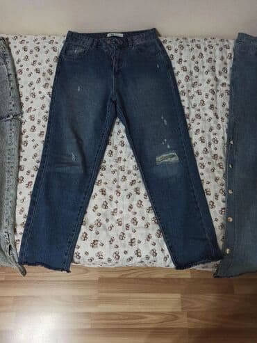 детские джинсовые куртки: Cins şalvar qalın göy S-M ölçü — 1