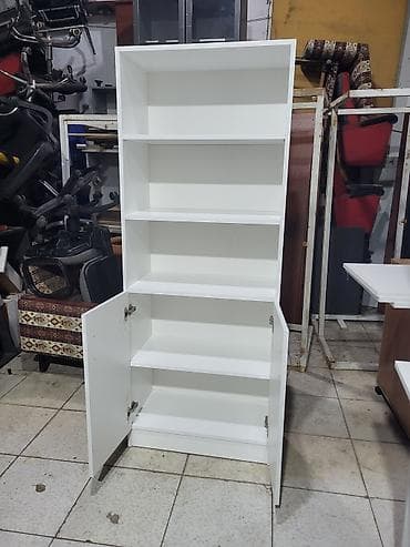 dekor ref: Ağ rəngli çoxfunksiyalı kitab və sənəd şkafı - Üst hissə: 3 açıq rəf — 3