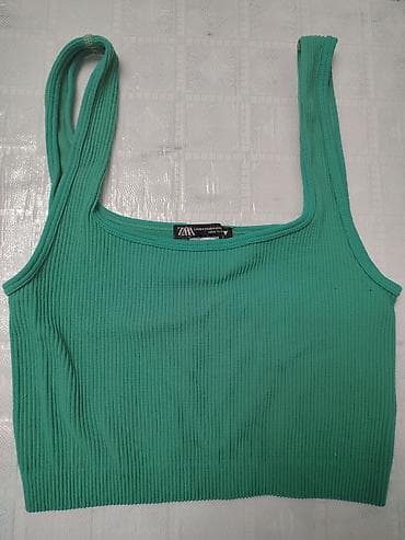 sort: ZARA qadın ribana top Crop ölçü XS - S - Rəng: yaşıl (emerald ton) - — 2