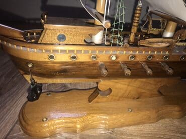 şuşa maketi: Taxta yelkənli gəmi maketi - Material: cilalanmış ağac, ip və şəbəkə — 5