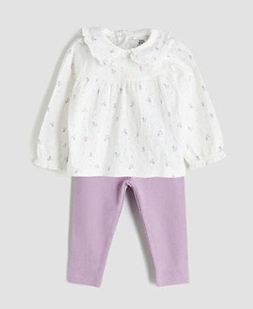 Uşaq geyim dəsti – 2 parça - Tərkibi: uzunqol bluz və leggings şalvar