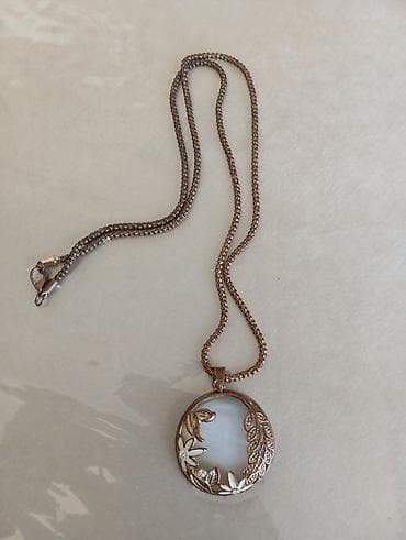https smart ady az: Roz qızılı rəngdə zəncir və ikitərəfli medalion - Material: metal — 1