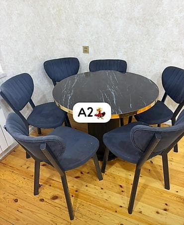 Qonaq otağı üçün, İşlənmiş, Oval masa, 6 stul