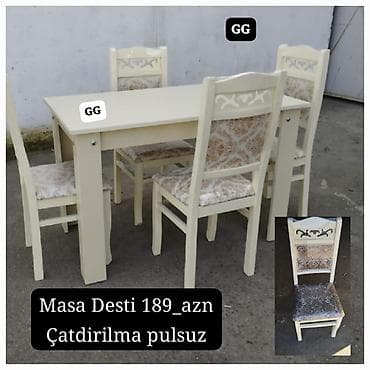restoran stulları: Sifarisle və Yeni Masa ve 4 Stul 189_azn. Olcu 70×1.20 Elde hazir Var — 2