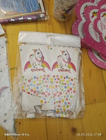iplər: Unicorn temalı ad günü dekorasiya və süfrə dəsti - “İyi ki doğdun” — 7