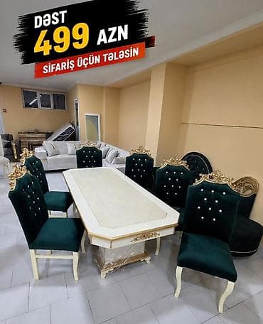 divan yuma: Klassik üslubda yemək dəsti - Komplekt: 1 ədəd böyük düzbucaqlı masa — 1