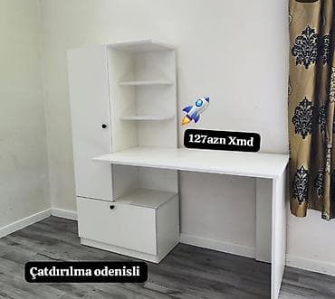 Düz masa, Stulsuz, Polkalı, Siyirməsiz, MDF