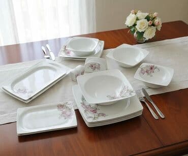 servis qablar: Nahar dəsti, rəng - Ağ, Farfor, 6 nəfərlik, Türkiyə — 1