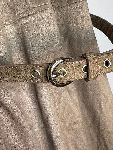 Qadın paltarı – süet görünümlü, kəmərli, düyməli Don ölçüsü S/M - — 4