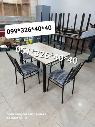 stol və stul dəstləri: Yeni, Dördbucaq masa, 4 stul, Açılmayan, Stullar ilə, Metal, Azərbaycan — 25