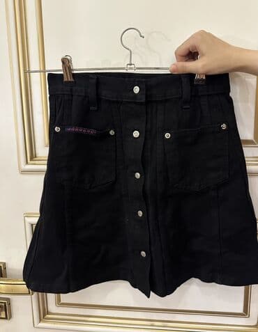 Аксессуары: Qara denim mini ətək - Material: qalın denim (cins) parça - Rəng: tam — 2
