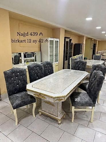 Qonaq otağı üçün, Yeni, Açılmayan, Dördbucaq masa, 6 stul