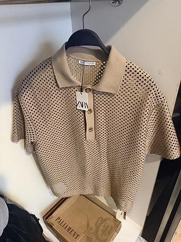 пальто zara: Мужская футболка, Zara, S, цвет - Бежевый — 1
