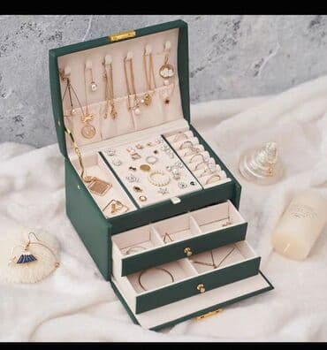 üzüklər üçün döşəkçələr: Zərgərlik qabı – çox bölməli, qutu tipli organizer - Rənglər: tünd — 1