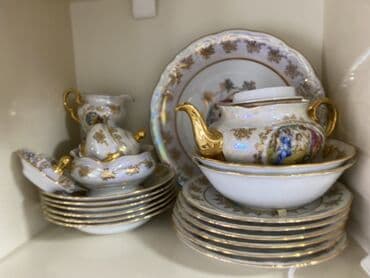 чайный сервиз барановка ссср: Обеденный набор, цвет - Золотой, Фарфор — 5