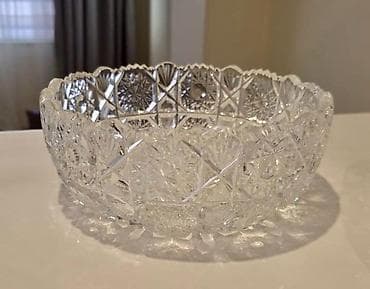 meyve qabı: Kəsimli şüşə/kristal meyvə və ya salat qabı - Material: qalın, şəffaf — 1