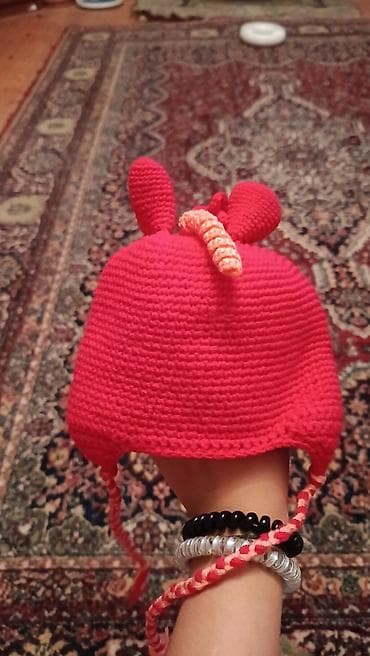 Детский мир: Yumşaq sarı iplə əl ilə toxunmuş uşaq papağı. Çıxıntılı qulaqcıqları — 6