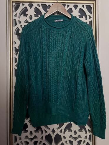 женские серые свитера: Кофта, PULL&BEAR, S, цвет - Зеленый — 1