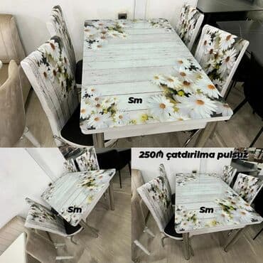 mətbəx stol: Mətbəx üçün, Yeni, Açılan, Dördbucaq masa, 4 stul — 1