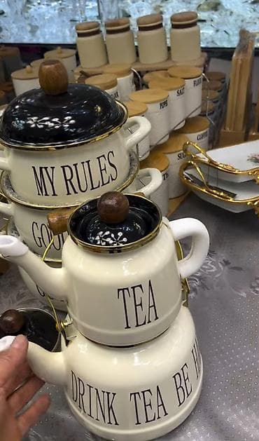 ps servis: Çay dəsti, rəng - Ağ, Metal — 1