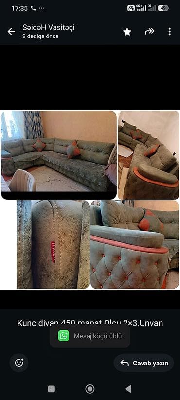 Kunc divan 450 manat.Olcu 2×3.Unvan Masazir.SH — 1