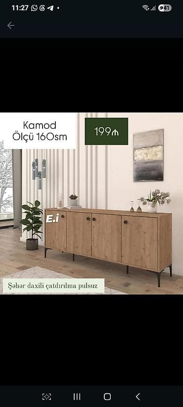 Kamod – ölçü 160 sm - Minimalist skandinaviya tərzində, təbii ağac