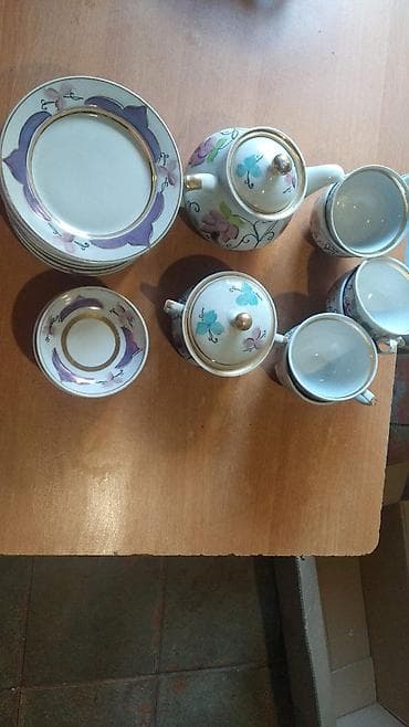 Çay dəsti, rəng - Göy, Farfor — 3