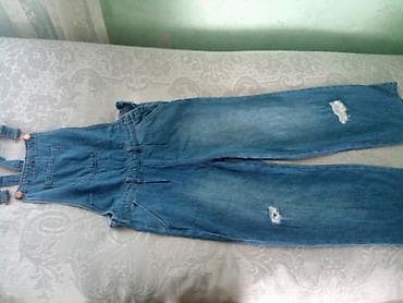 tulum geyimleri: Denim kombinezon (salopet) – mavi rəngli, klassik yuyulmuş cins parça — 1