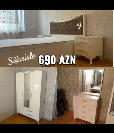 Sifarişlə çarpayılar: 2 təknəfərlik çarpayı, Dolab, Komod, Termo