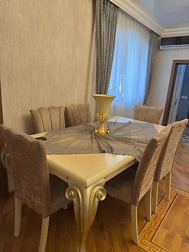 Yemək masası və 6 ədəd stul dəsti - Klasik-elit dizaynlı düzbucaqlı