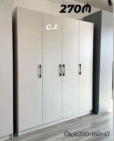 Dolablar: Açılan, 4 qapılı Düz dolab, Qarderob, paltar dolabı — 1