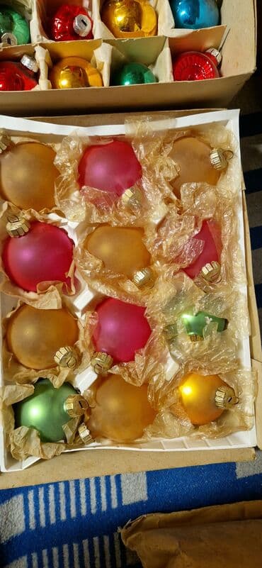 новогодние игрушки: Елочные игрушки стеклянные ссср и гдр маленкие по 2аз круглые по 3аз — 9