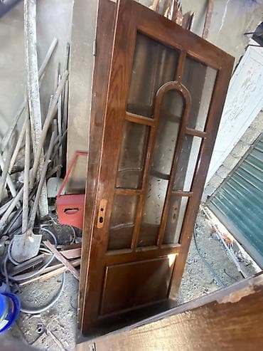 asma tavan hamam: Ağac qapılar – şüşəli model - Material: təbii ağac (taxta karkas və — 4