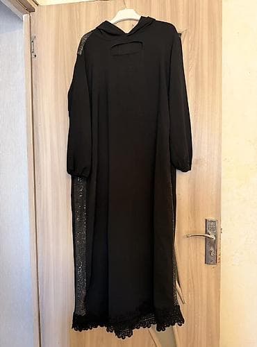 Hicab geyimi Qara uzun xalat/abaya - Rəng: tam qara - Model: uzun