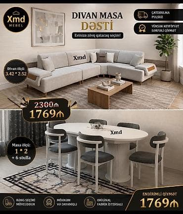 XMD Mebel – Divan və Masa Dəsti Ümumi xüsusiyyətlər: - Divan-masa